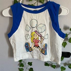 Blue crop top no sleeve